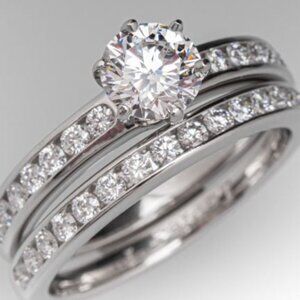 Tiffany & Co. Stunning d Bridal Engagement Platinum Diamond Wedding Set